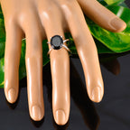 Black Onyx Solitaire Russian 925 Sterling Silver Black Gemstones Tiny Traditional Ring Jewelry