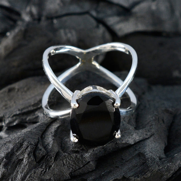 Black Onyx Solitaire Russian 925 Sterling Silver Black Gemstones Tiny Traditional Ring Jewelry