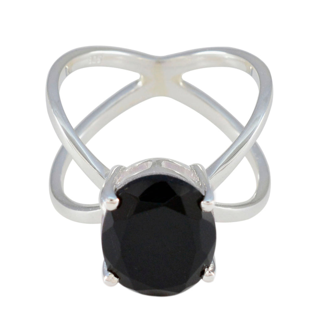 Black Onyx Solitaire Russian 925 Sterling Silver Black Gemstones Tiny Traditional Ring Jewelry