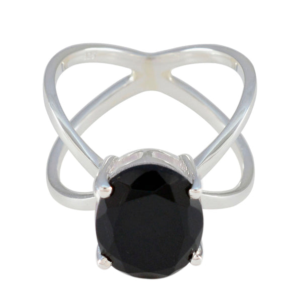 Black Onyx Solitaire Russian 925 Sterling Silver Black Gemstones Tiny Traditional Ring Jewelry