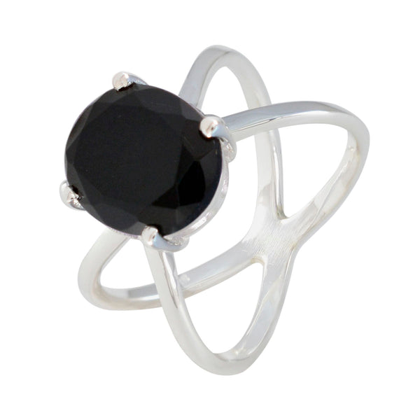 Black Onyx Solitaire Russian 925 Sterling Silver Black Gemstones Tiny Traditional Ring Jewelry