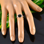 Black Onyx Solitaire American 925 Silver Black Gemstones Dainty Trendy Ring Jewelry