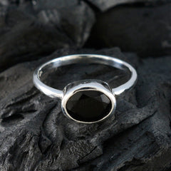 Black Onyx Solitaire American 925 Silver Black Gemstones Dainty Trendy Ring Jewelry