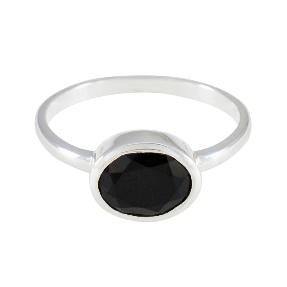 Black Onyx Solitaire American 925 Silver Black Gemstones Dainty Trendy Ring Jewelry