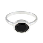 Black Onyx Solitaire American 925 Silver Black Gemstones Dainty Trendy Ring Jewelry