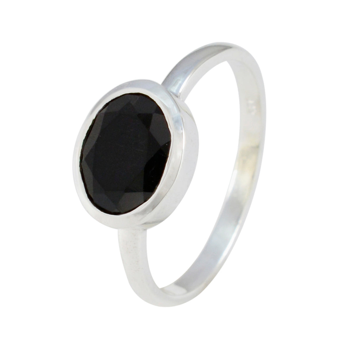 Anello alla moda delicato con solitario in onice nero, argento americano 925, pietre preziose nere Immagine secondaria del prodotto