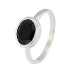 Black Onyx Solitaire American 925 Silver Black Gemstones Dainty Trendy Ring Jewelry