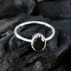 Black Onyx Solitaire Turkish 92.5 Silver Black Gemstone Delicate Luxurious Ring Jewelry