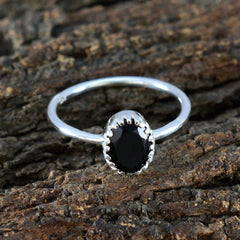 Black Onyx Solitaire Turkish 92.5 Silver Black Gemstone Delicate Luxurious Ring Jewelry