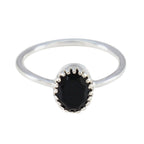 Black Onyx Solitaire Turkish 92.5 Silver Black Gemstone Delicate Luxurious Ring Jewelry
