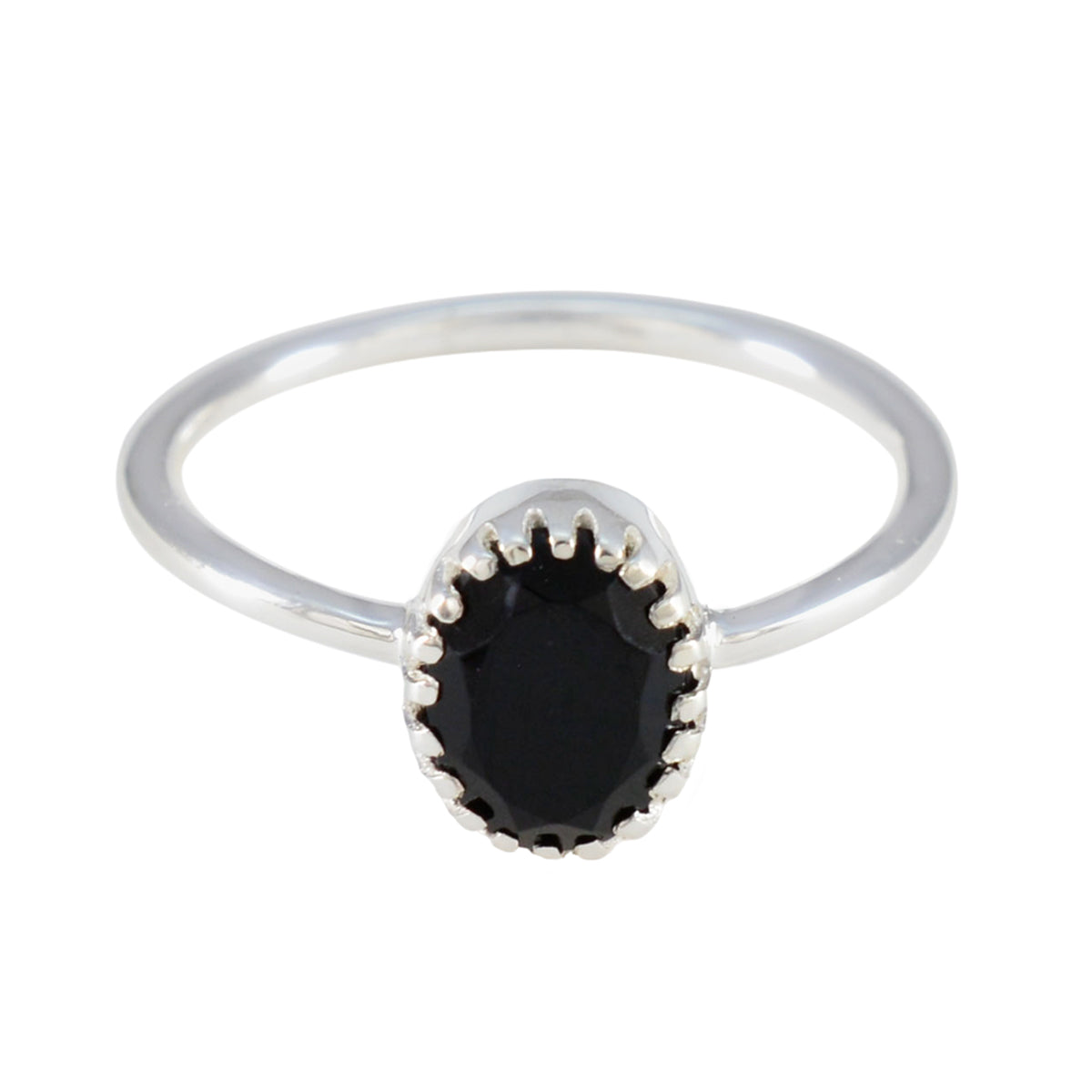 Black Onyx Solitaire Turkish 92.5 Silver Black Gemstone Delicate Luxurious Ring Jewelry