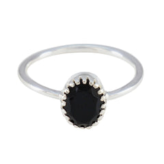 Black Onyx Solitaire Turkish 92.5 Silver Black Gemstone Delicate Luxurious Ring Jewelry
