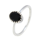Black Onyx Solitaire Turkish 92.5 Silver Black Gemstone Delicate Luxurious Ring Jewelry