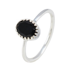 Black Onyx Solitaire Turkish 92.5 Silver Black Gemstone Delicate Luxurious Ring Jewelry