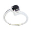 Black Onyx Solitaire Korean 925 Sterling Silver Black Gems Dainty Feminine Ring Jewelry