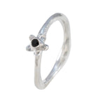 Black Onyx Solitaire American 92.5 Silver Black Gemstones Dainty Feminine Ring Jewellery