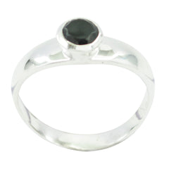 Schwarzer Onyx Solitär Türkischer 92,5 Silber Schwarzer Edelstein Flüsterdünner Moderner Ring Schmuck