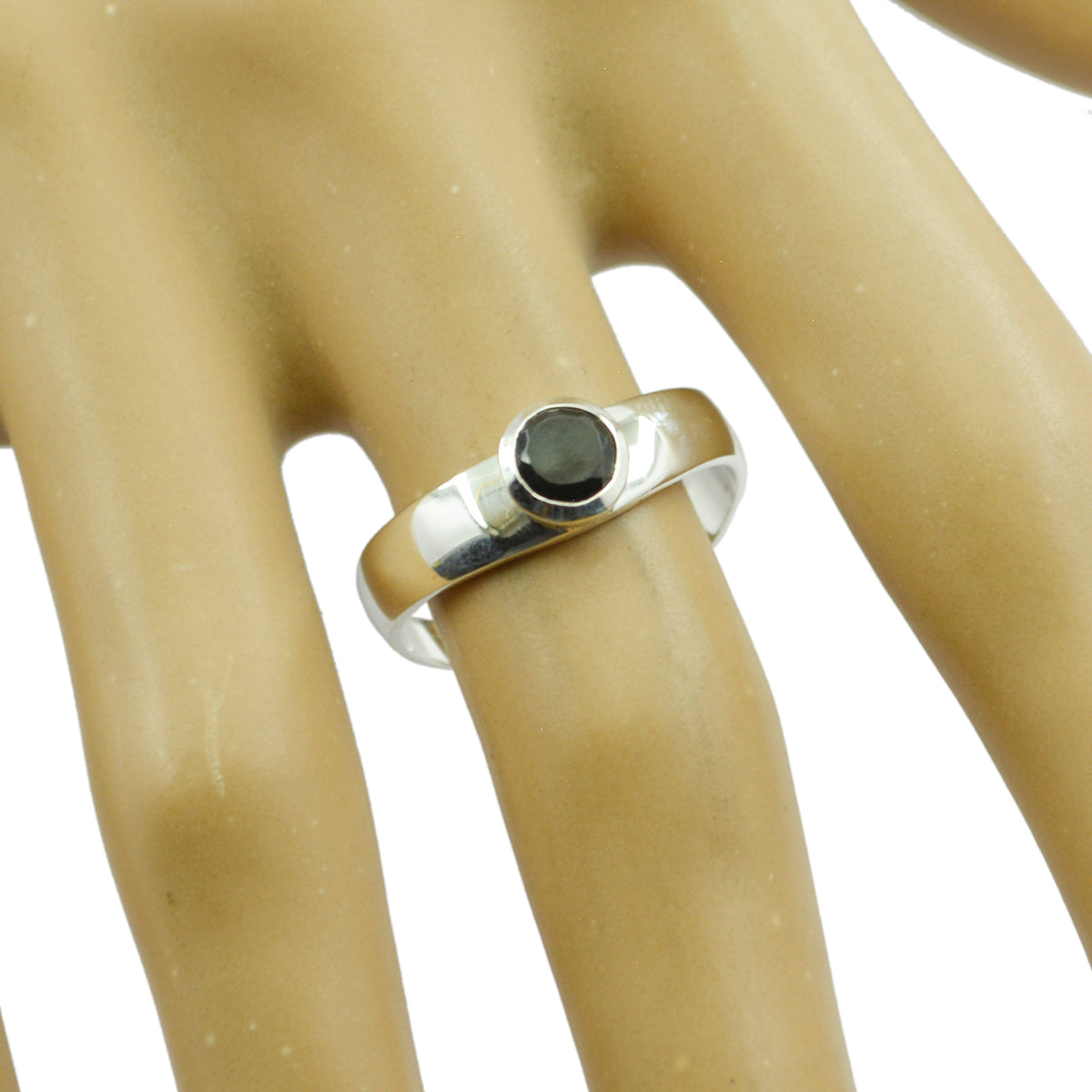 Black Onyx Solitaire Turkish 92.5 Silver Black Gemstone Whisper-thin Contemporary Ring Jewellery Secondary image