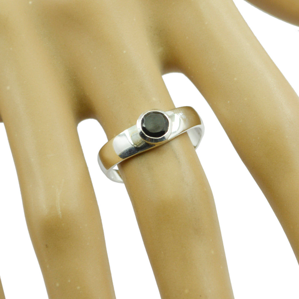 Black Onyx Solitaire Turkish 92.5 Silver Black Gemstone Whisper thin Contemporary Ring Jewellery