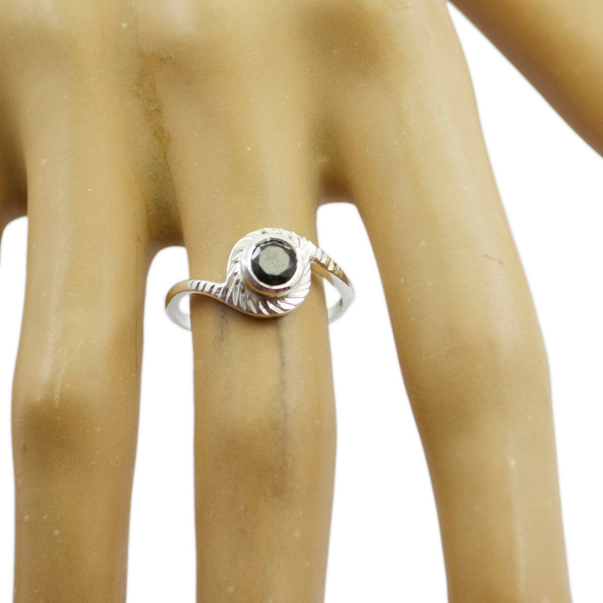 Black Onyx Solitaire Turkish 925 Silver Black Gemstone Dainty Trendy Ring Jewellery