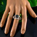 Black Onyx Solitaire Indian 92.5 Silver Black Gems Essential  Romantic Ring Jewellery