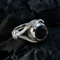 Black Onyx Solitaire Indian 92.5 Silver Black Gems Essential  Romantic Ring Jewellery