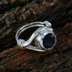 Black Onyx Solitaire Indian 92.5 Silver Black Gems Essential  Romantic Ring Jewellery