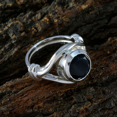 Black Onyx Solitaire Indian 92.5 Silver Black Gems Essential  Romantic Ring Jewellery