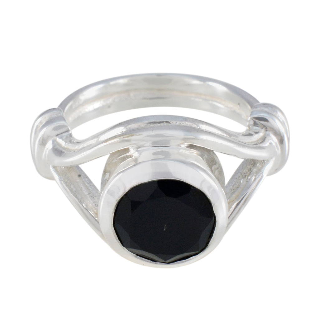 Black Onyx Solitaire Indian 92.5 Silver Black Gems Essential  Romantic Ring Jewellery