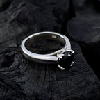 Black Onyx Solitaire Egyptian Silver Black Gemstones Tiny Fairytale Ring Jewellery