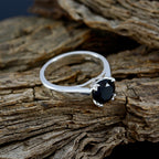 Black Onyx Solitaire Egyptian Silver Black Gemstones Tiny Fairytale Ring Jewellery