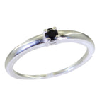 Black Onyx Solitaire American 925 Sterling Silver Black Gems Elegant  Feminine Ring Jewellery