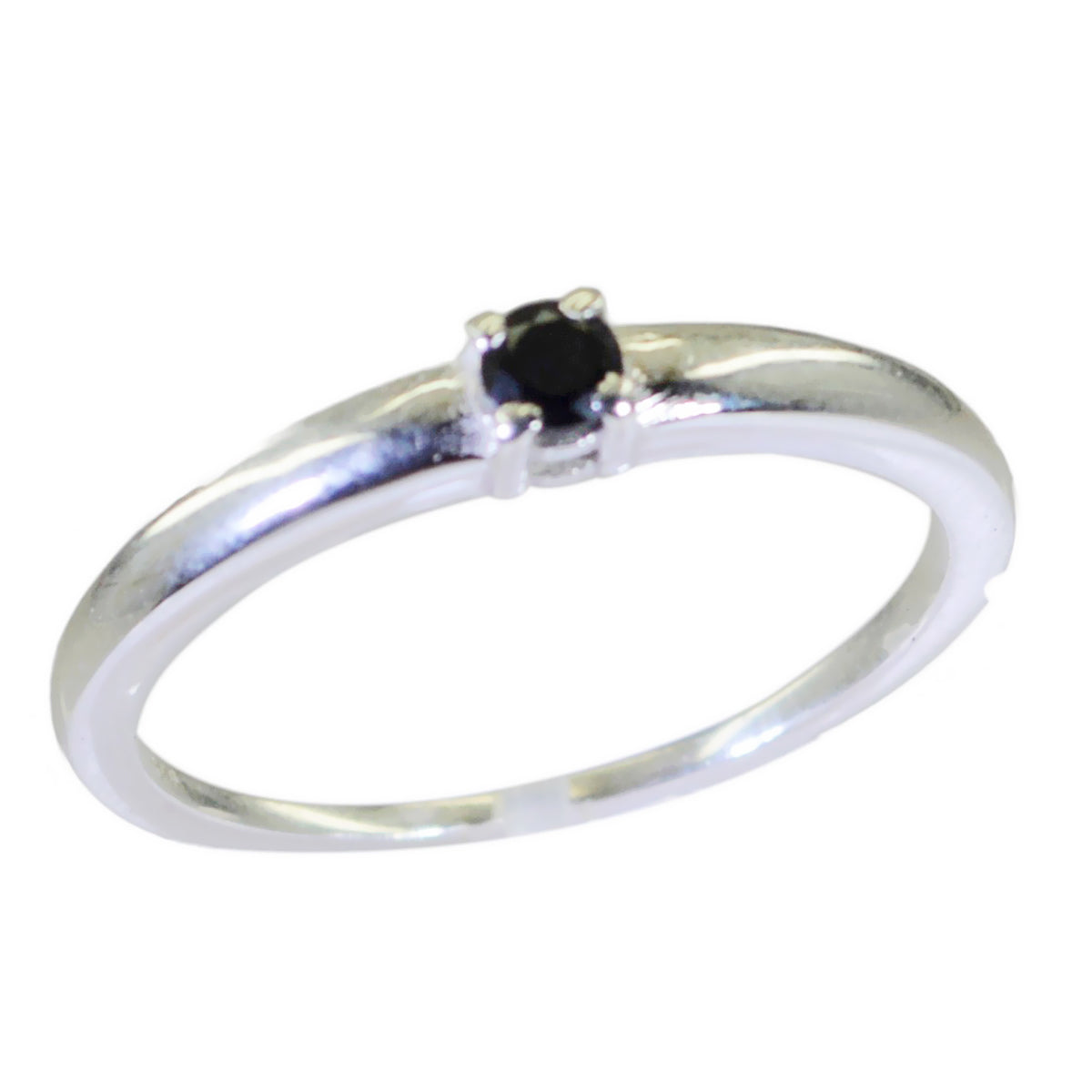 Black Onyx Solitaire American 925 Sterling Silver Black Gems Elegant  Feminine Ring Jewellery