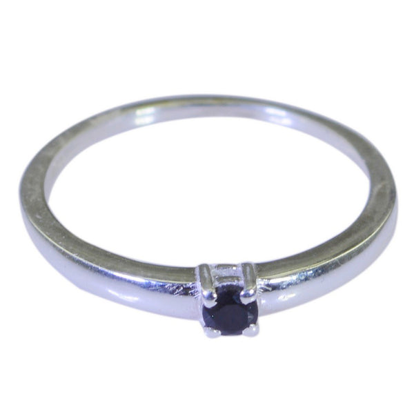 Black Onyx Solitaire American 925 Sterling Silver Black Gems Elegant  Feminine Ring Jewellery