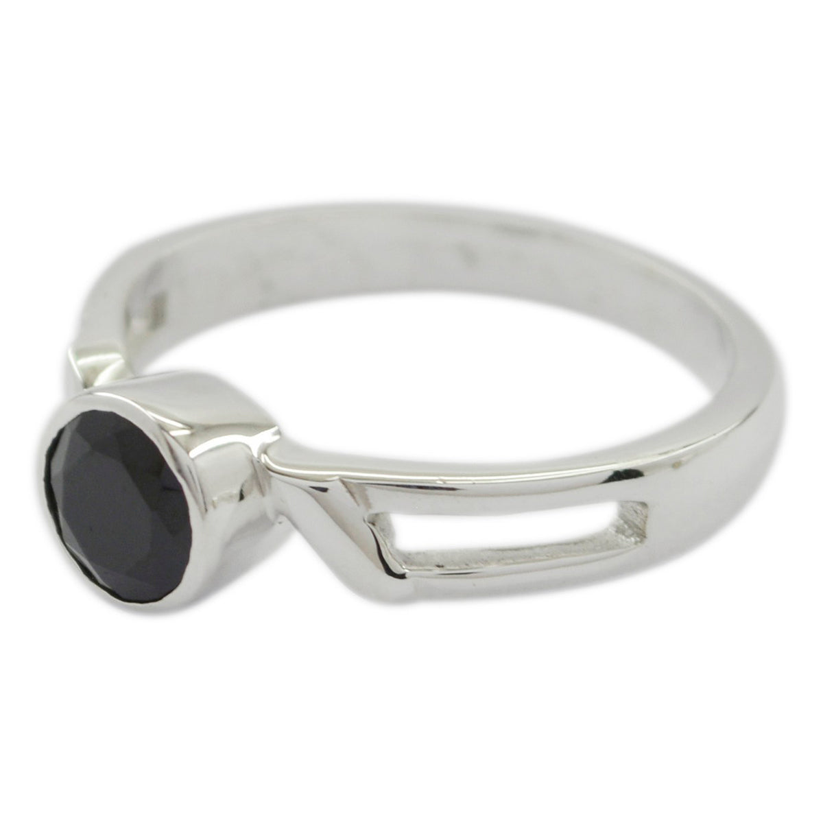 Zwarte Onyx Solitaire Turks 92,5 zilver met zwarte edelstenen, fluisterdunne abstracte ring Secundaire afbeelding