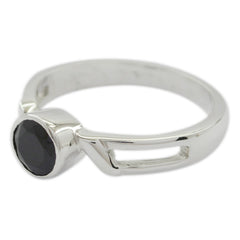 Black Onyx Solitaire Turkish 92.5 Silver Black Gems Whisper thin Abstract Ring Jewelry
