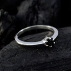 Black Onyx Solitaire American Silver Black Gemstone Elegant  Contemporary Ring Jewelry