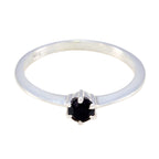 Black Onyx Solitaire American Silver Black Gemstone Elegant  Contemporary Ring Jewelry