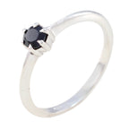 Black Onyx Solitaire American Silver Black Gemstone Elegant  Contemporary Ring Jewelry