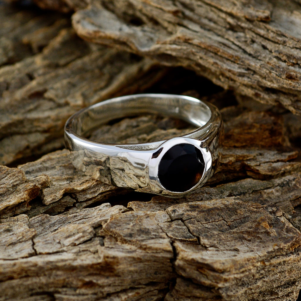 Labradorite Solitaire German Sterling Silver Gray Gemstone Tiny Modern Ring Jewelry