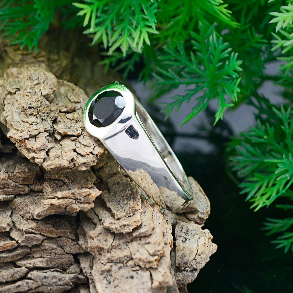 Labradoriet Solitaire Duits Sterling Zilver Grijze Edelsteen Kleine Moderne Ring Sieraden Secundaire afbeelding