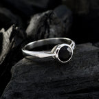 Black Onyx Solitaire Korean Silver Black Gemstones Whisper thin Modern Ring Jewelry