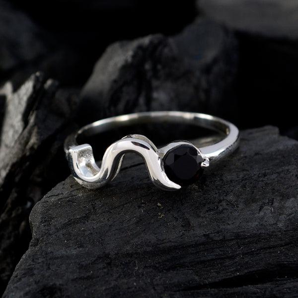 Black Onyx Solitaire American Silver Black Gemstone Whisper thin Graceful Ring Jewelry