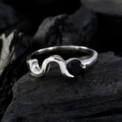 Black Onyx Solitaire American Silver Black Gemstone Whisper thin Graceful Ring Jewelry