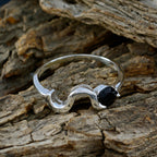 Black Onyx Solitaire American Silver Black Gemstone Whisper thin Graceful Ring Jewelry