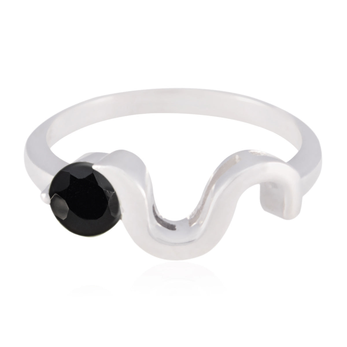 Black Onyx Solitaire American Silver Black Gemstone Whisper thin Graceful Ring Jewelry Hoofdafbeelding