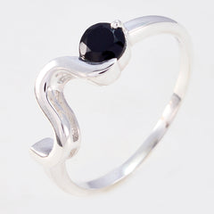 Black Onyx Solitaire American Silver Black Gemstone Whisper thin Graceful Ring Jewelry