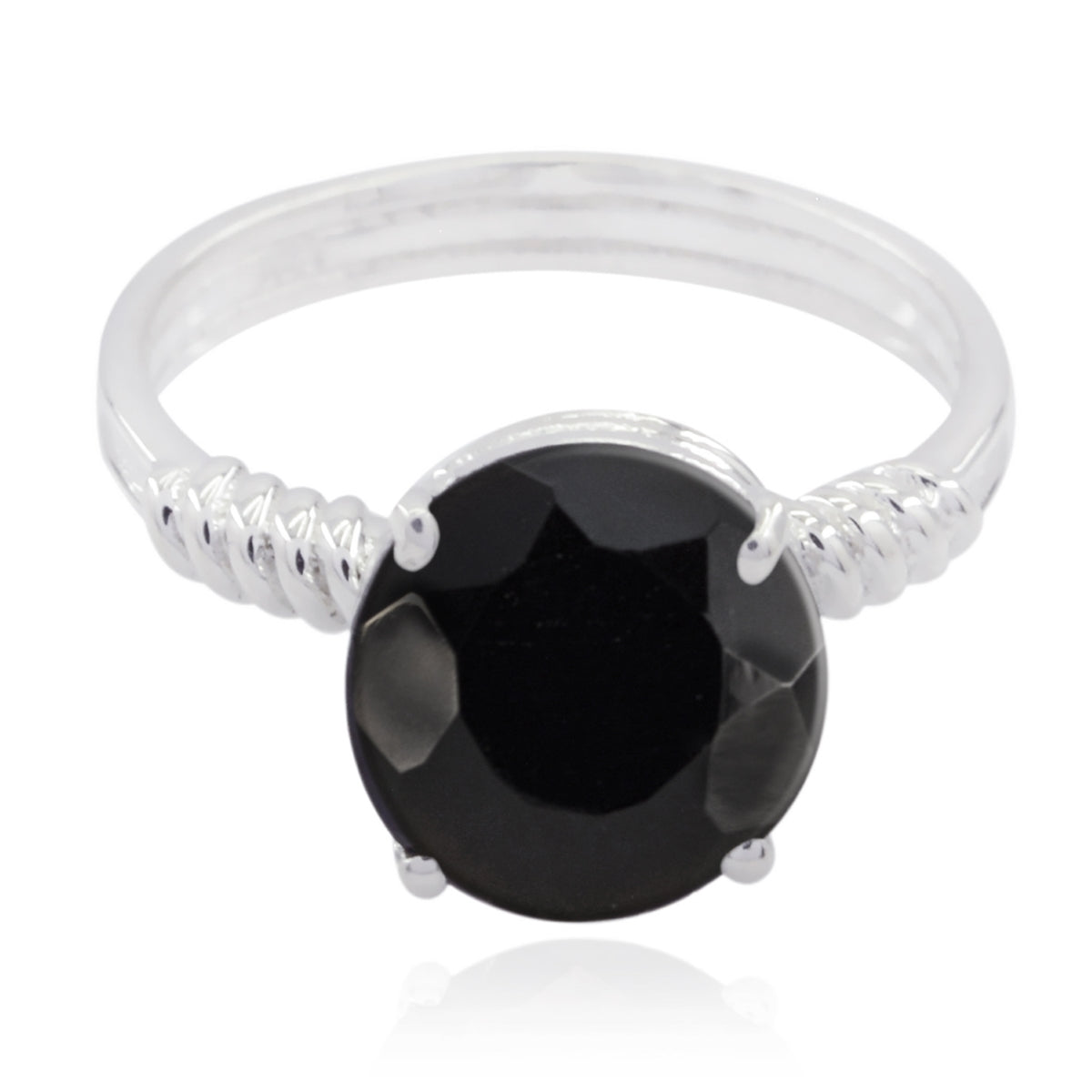 Black Onyx Solitaire Turkish Sterling Silver Black Gems Whisper thin Abstract Ring Jewellery Immagine principale del prodotto