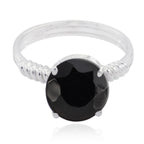 Black Onyx Solitaire Turkish Sterling Silver Black Gems Whisper thin Abstract Ring Jewellery
