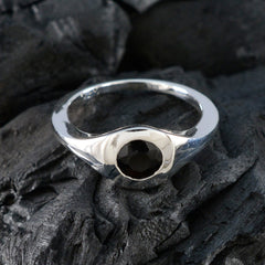 Black Onyx Solitaire Indian Sterling Silver Black Gemstone Featherlight Graceful Ring Jewellery